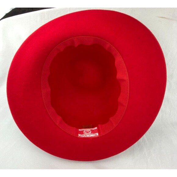 Vintage Scala Hat Women 100% Wool Red Rolled Brim Handmade Dressy Derby - Picture 4 of 5